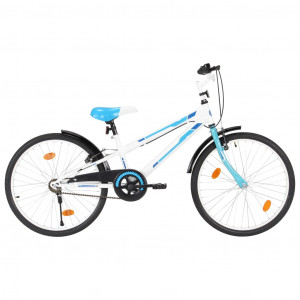 Bicicletă pentru copii, albastru și alb, 24 inci