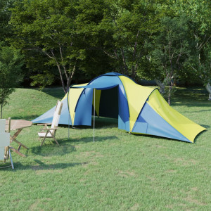 Cort camping, 6 persoane, albastru și galben
