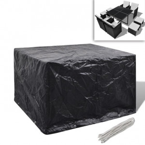 Husă mobilier grădină poliratan 4 persoane, 8 ocheți, 113 x 113 cm