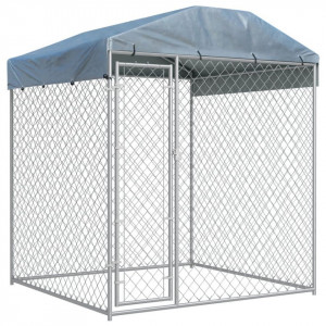 Padoc pentru câini de exterior, cu prelată, 2 x 2 x 2,1 m
