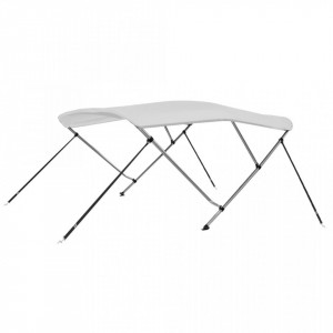 Parasolar barcă Bimini cu 3 arcuri, alb, 183 x 140 x 140 cm