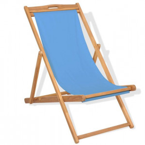 Scaun de exterior, albastru, 56 x 105 x 96 cm, lemn de tec