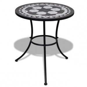 Masă cu blat mozaic 60 cm Alb/Negru