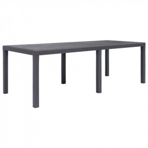 Masă de grădină, maro, 220x90x72 cm , plastic, aspect ratan