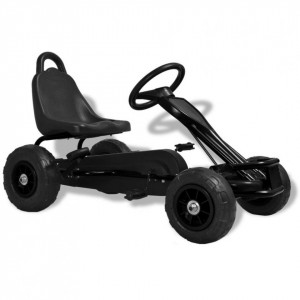 Mașinuță kart cu pedale și roți pneumatice, negru