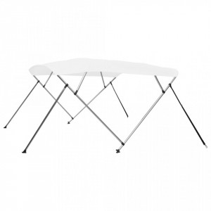 Parasolar barcă Bimini cu 4 arcuri, alb, 243 x 180 x 117 cm