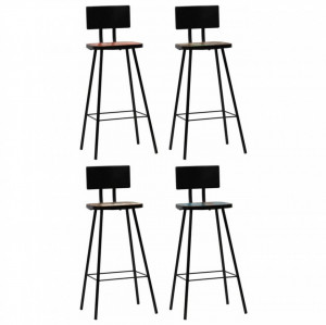 Scaune de bar, 4 buc., lemn masiv reciclat, multicolor