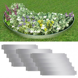 Set 15 separatoare flexibile pentru gazon, oțel galvanizat, 100 x 15cm