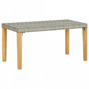 Bancă de grădină, gri, 120 cm, poliratan și lemn de acacia