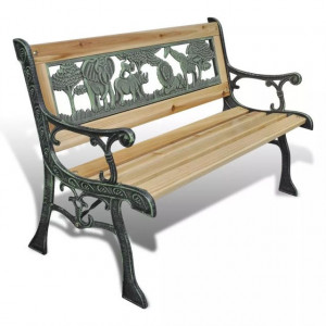 Bancă exterior pentru copii cu model cu animale 80 x 24 cm