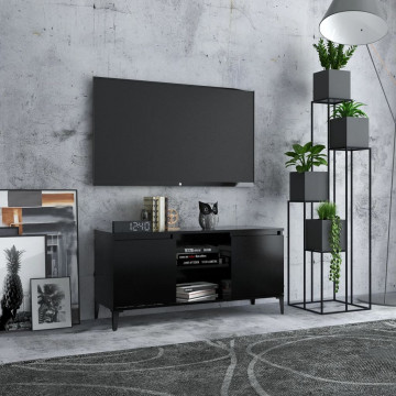 Comodă TV cu picioare metalice, negru, 103,5x35x50 cm