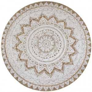 Covor din iută împletită cu imprimeu, 150 cm, rotund
