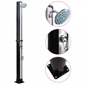 Duș solar de exterior cu cap de duș și robinet, 40 L