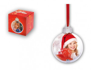 Glob transparent, insertie 2foto, fata verso, diametru 7.5cm
