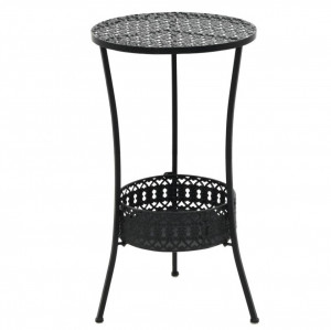 Masă bistro stil vintage, metal, rotundă, 40 x 70 cm, negru