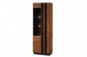 Porti 10 (vitrina 2d l) antique oak/black glass