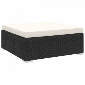 Taburet modular, 1 buc., negru, poliratan, cu pernă