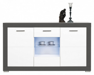 Gray gr-4 white mat-graphite comoda cu vitrina
