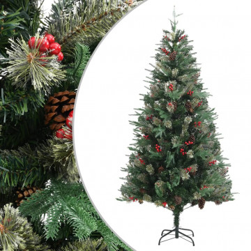 Brad de Crăciun cu conuri de pin, verde, 225 cm, PVC&PE