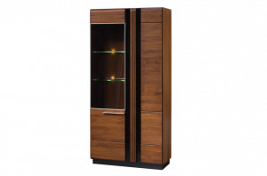 Porti 12 (vitrina 2d l) antique oak/black glass