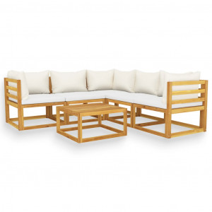 Set mobilier de grădină cu perne, 6 piese, lemn masiv de acacia