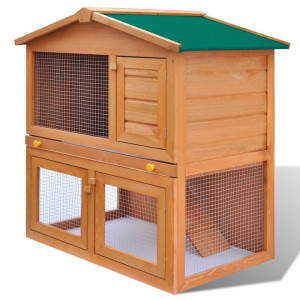 Cușcă de exterior iepuri cușcă adăpost animale mici 3 uși lemn