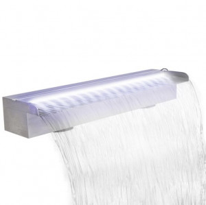 Fântână piscină dreptunghiulară, LED-uri oțel inoxidabil, 60 cm