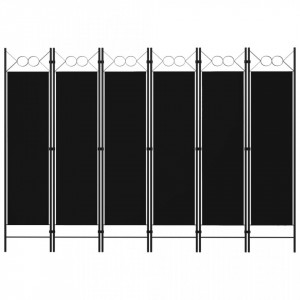 Paravan de cameră cu 6 panouri, negru, 240 x 180 cm
