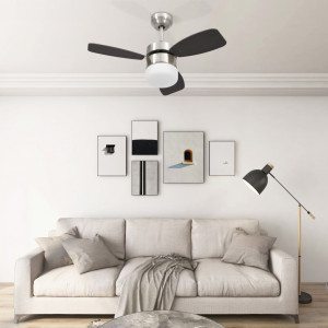 Ventilator tavan cu iluminare și telecomandă, maro închis, 76cm