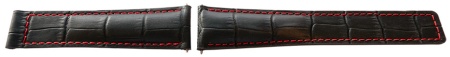 Curea tip Tag Heuer neagra cusătură roșie 22mm - 52531