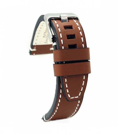 Curea piele maro deschis vintage ceruită QR 24mm - 4140324