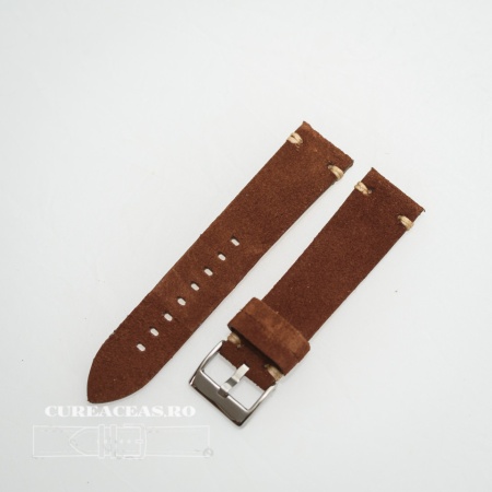 Curea piele maro închis, nubuk vintage 22mm - 4170222