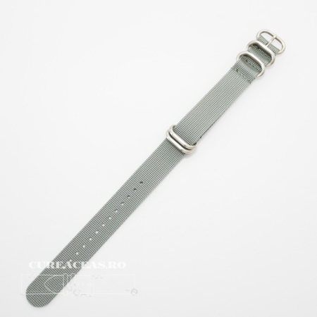 Curea NATO gri 20mm catarame zulu argintii -52987