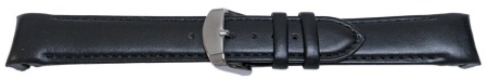 Curea piele lina capat curbat neagra 20mm - 58001