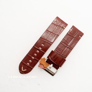 Curea piele maro roșcat model crocodil vintage QR 22mm - 4030822