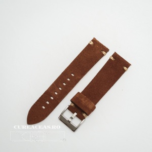 Curea piele maro închis, nubuk vintage 18mm - 4170218