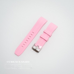 Curea silicon roz capat curbat 22mm - 58405