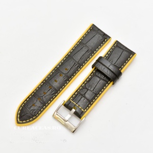 Curea hibrid silicon si piele model crocodil neagra cu galben 24mm - 4201024