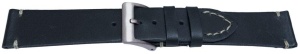 Curea piele albastru inchis vintage, cusătura alba 20mm - 57099
