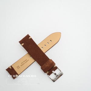 Curea piele maro închis, nubuk vintage 18mm - 4170218