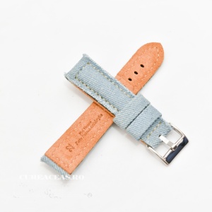 Curea piele si jeans căptușită albastru pal 18mm - 3891819