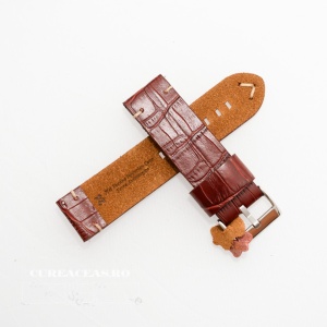 Curea piele maro roșcat model crocodil vintage QR 24mm - 4030824