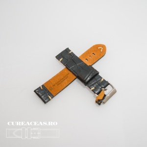 Curea piele neagră model crocodil vintage QR 20mm - 4030120