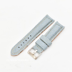 Curea piele si jeans căptușită albastru pal 20mm - 3892019