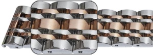 Bratara argintie cu rose gold 7 rânduri cu deployant 20mm - 57119