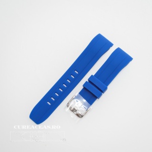 Curea silicon albastră capat curbat 22mm - 58404