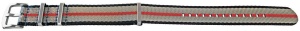Curea NATO multicolora negru/gri/roșu 22mm catarame argintii -54090
