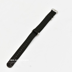 Curea NATO neagră 22mm catarame zulu argintii -4090122