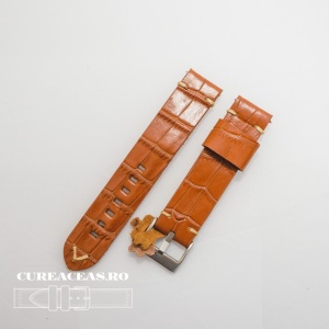 Curea piele maro model crocodil vintage QR 22mm - 4030322