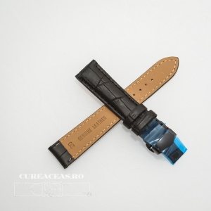 Curea piele vitel captusita negră deployant negru 20 mm